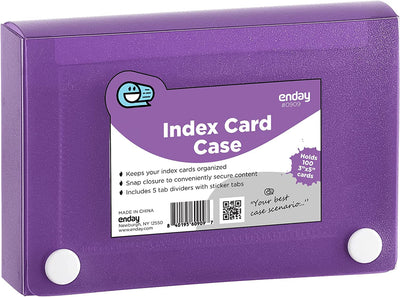 3" X 5" Index Card Case Holds 5 Tab Dividers - Purple
