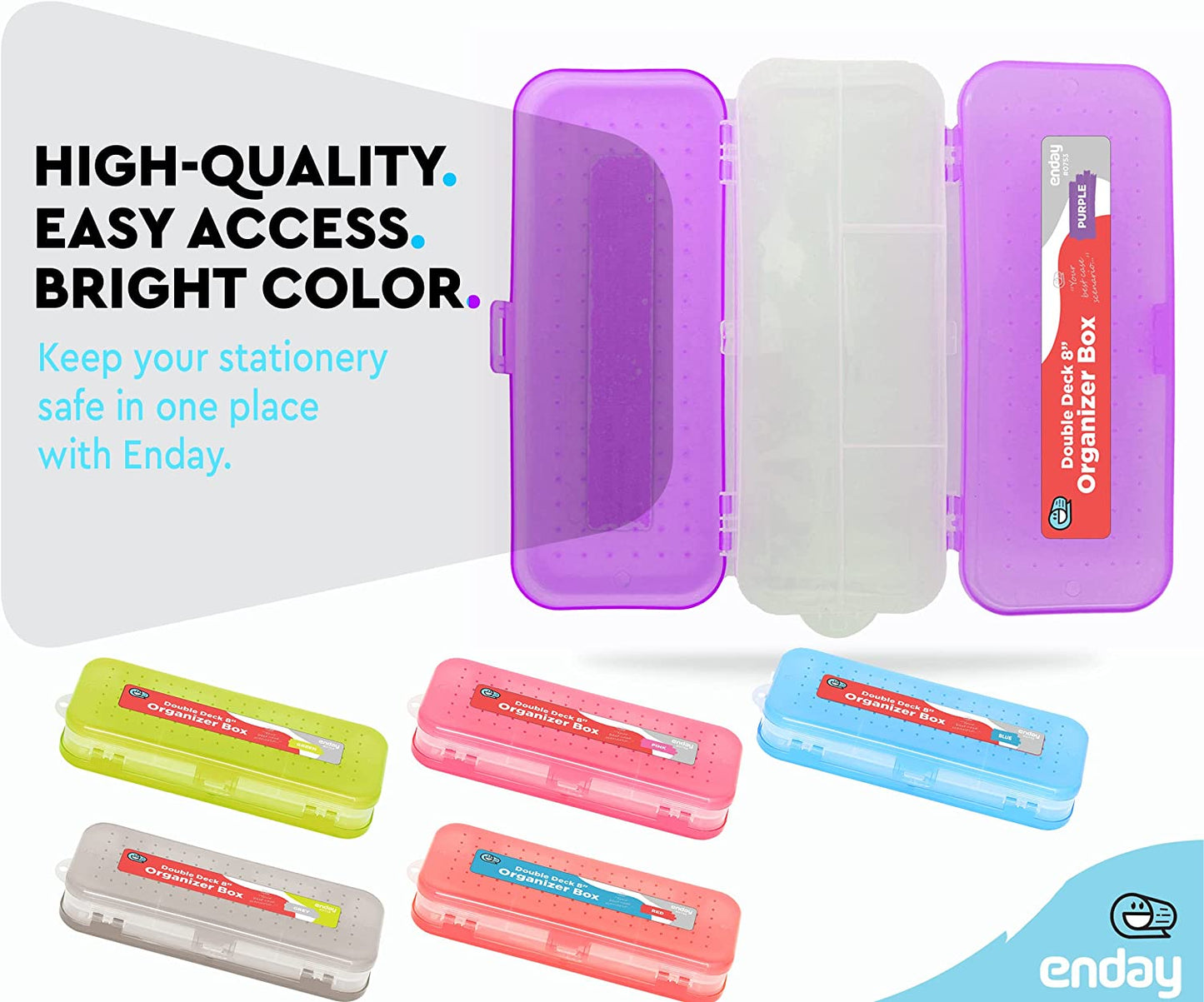 8" Bright Color Double Deck Organizer Box purple