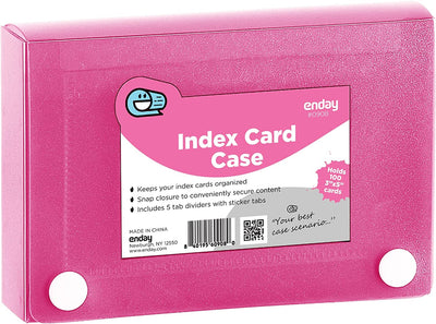 3" X 5" Index Card Case Holds 5 Tab Dividers pink