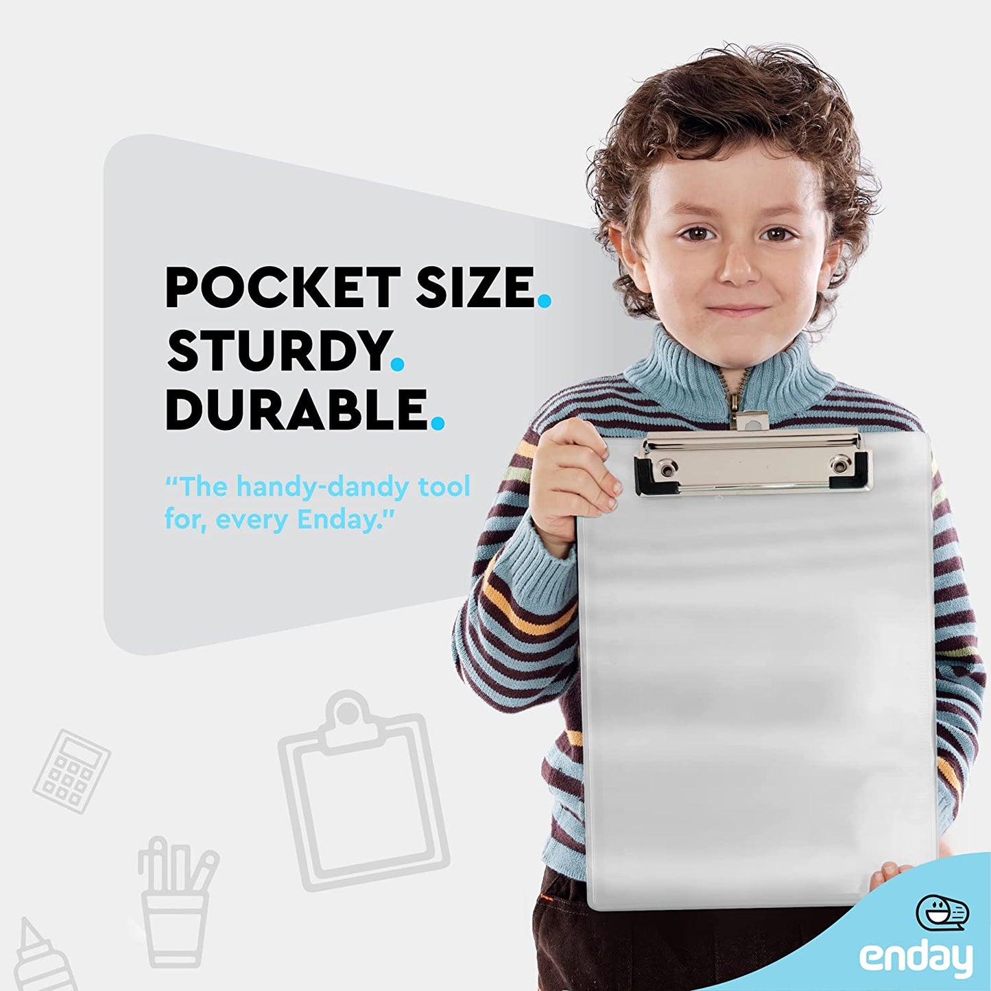 Memo Size Plastic Clipboard w/ Low Profile Clip grey