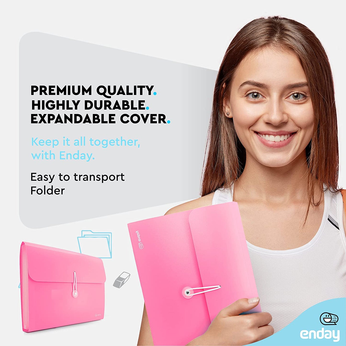 13-Pocket Letter Size Poly Expanding File pink