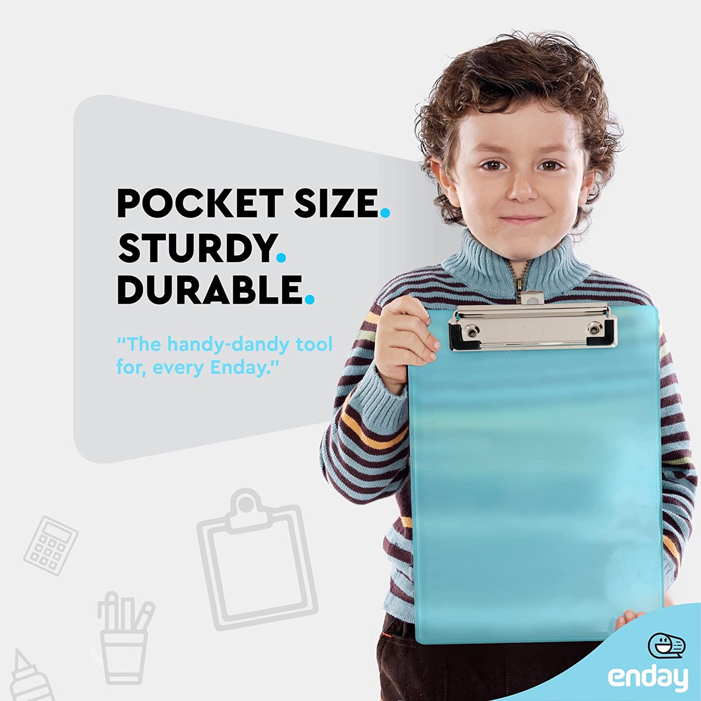 Memo Size Plastic Clipboard w/ Low Profile Clip blue