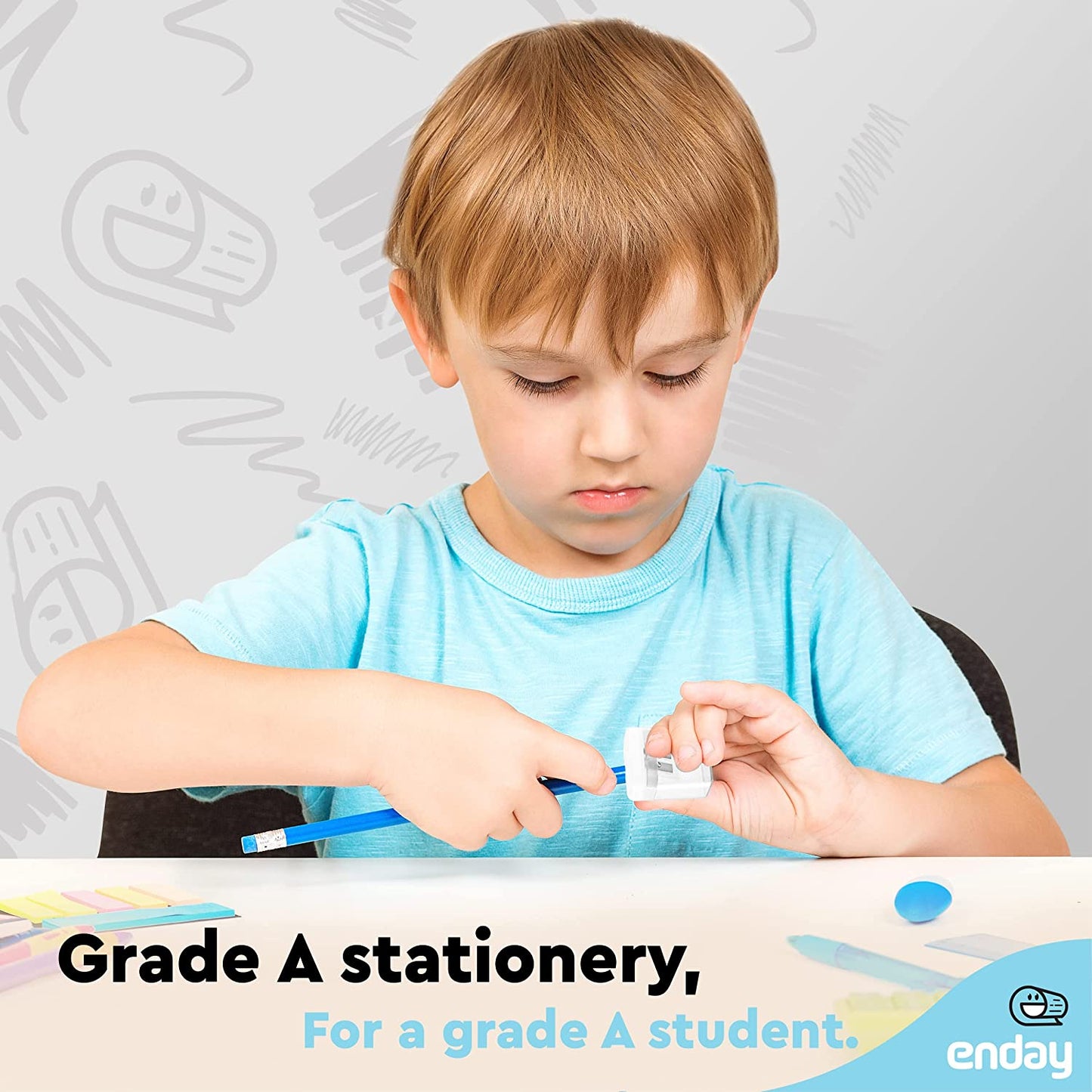 2 hole rectangular sharpener w/recycle bin Enday grey