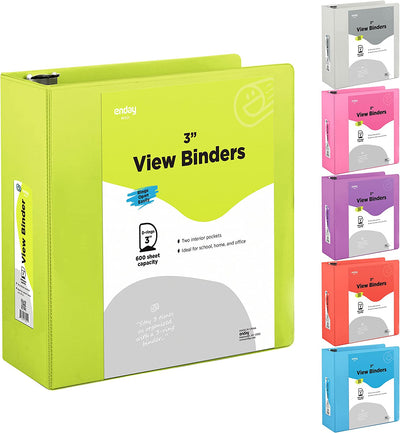 3" Slant-D Ring View Binder w/ 2 Pockets green