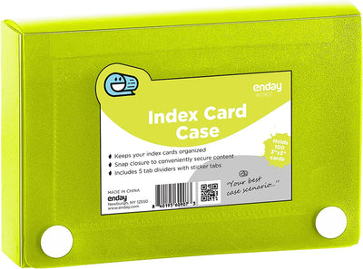 3" X 5" Index Card Case Holds 5 Tab Dividers - Green