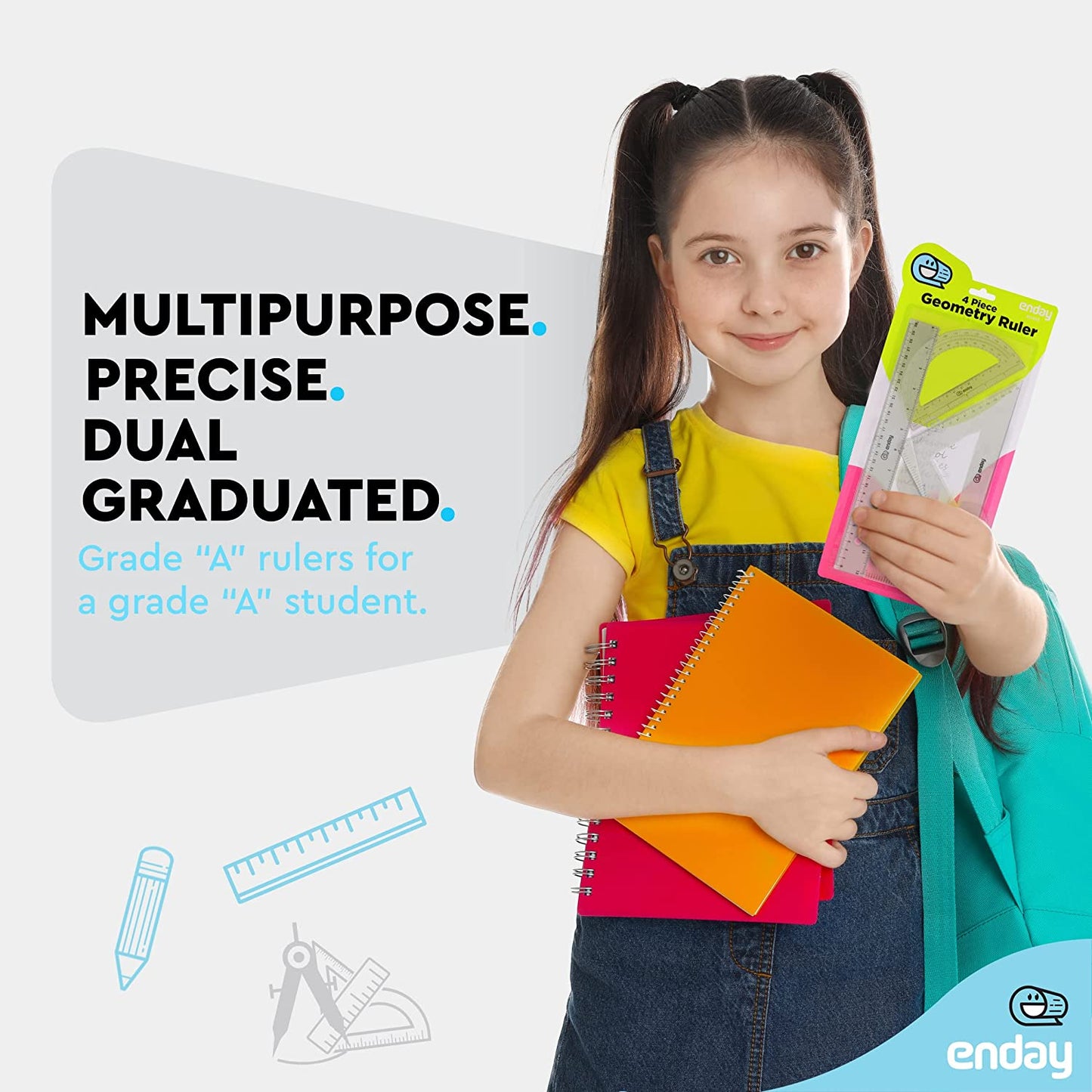 Enday 4-Piece Geometry Ruler Combination Sets
