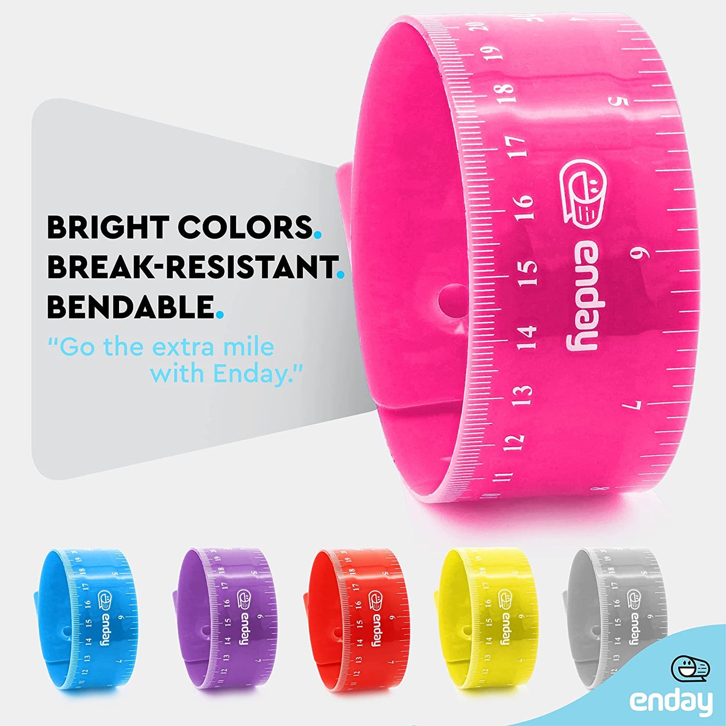 12" (30cm) Shatterproof Flexible Ruler pink