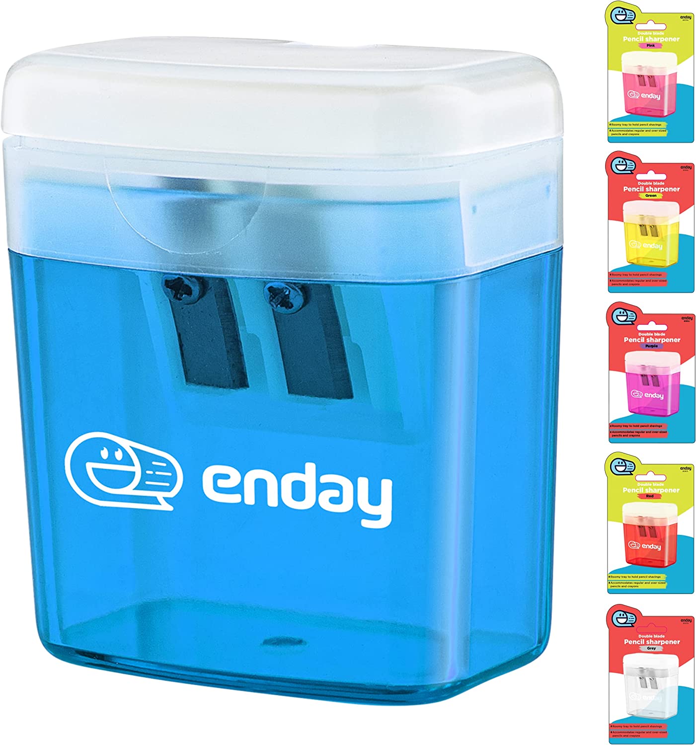 2 hole rectangular sharpener w/recycle bin Enday Blue