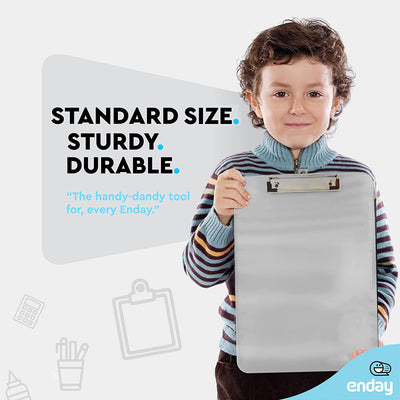 Standard Size Plastic Clipboard w/ Low Profile Clip Grey