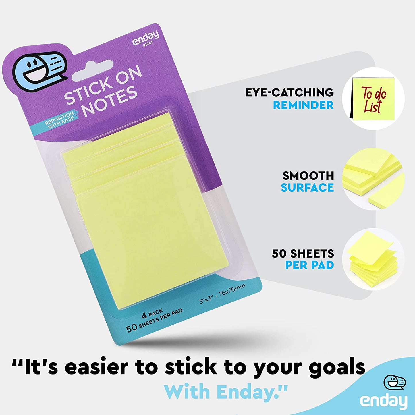 4 pk yellow stick on notes