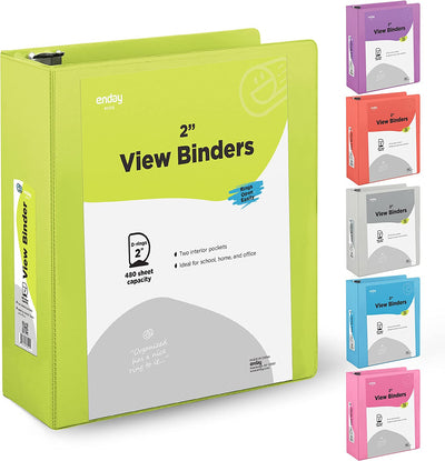 2" Slant-D Ring View Binder w/ 2 Pockets green