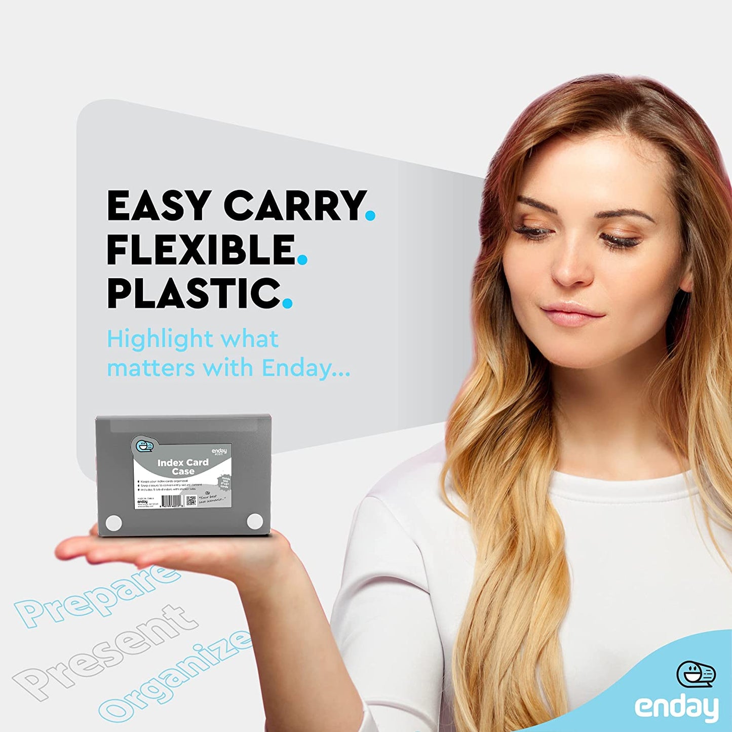 3" X 5" Index Card Case Holds 5 Tab Dividers grey