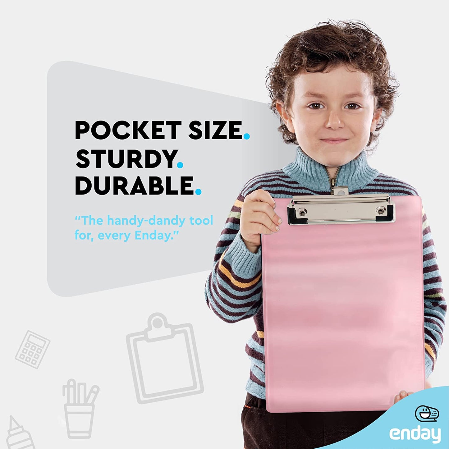 Memo Size Plastic Clipboard w/ Low Profile Clip pink
