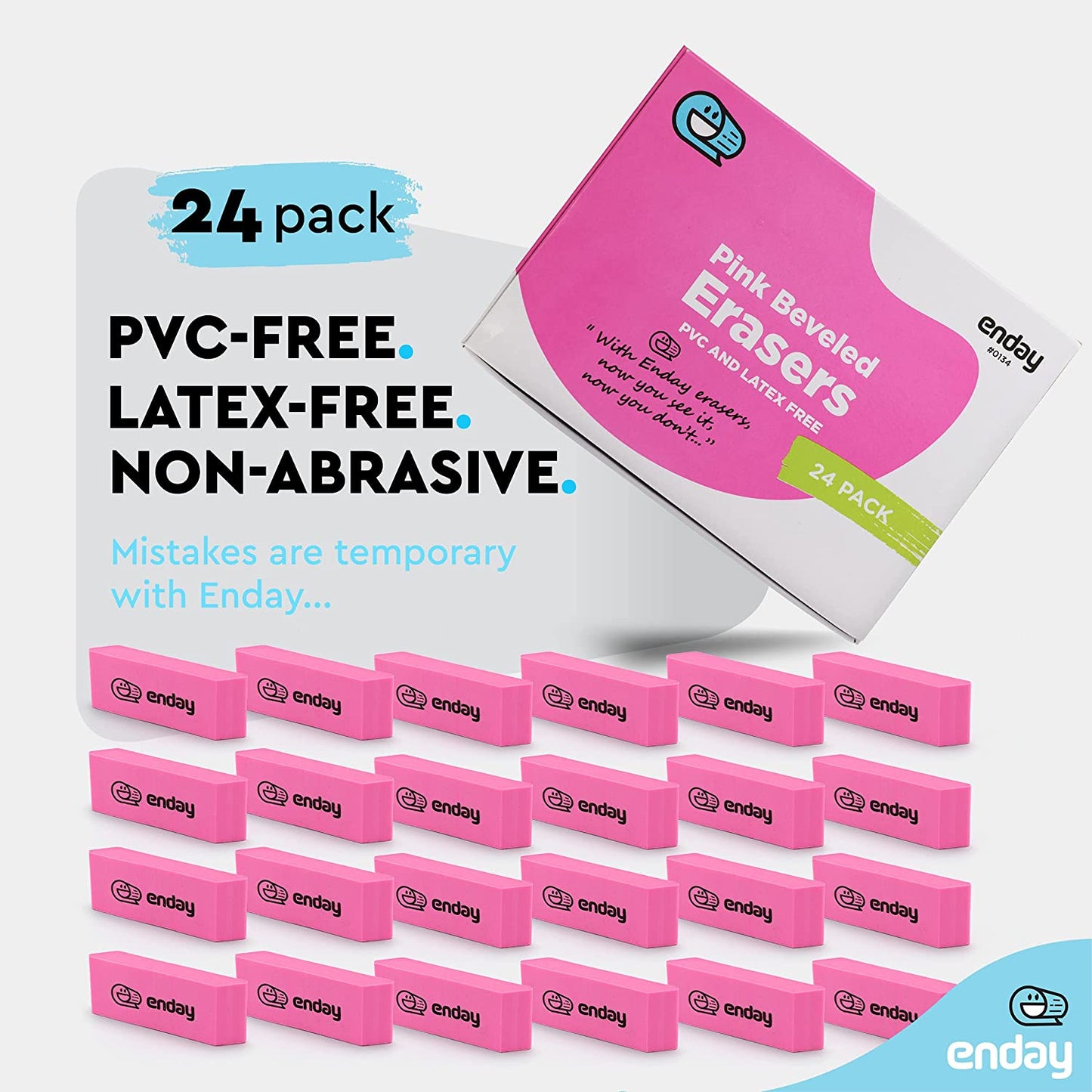 Pink Bevel Eraser (24/Pack)