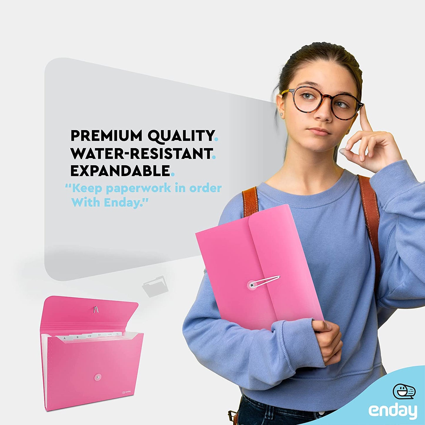 7-Pocket Letter Size Poly Expanding File pink