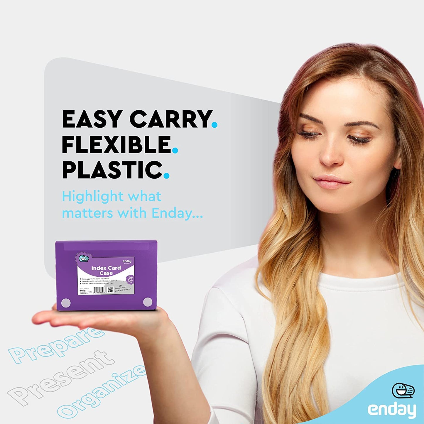 3" X 5" Index Card Case Holds 5 Tab Dividers - Purple