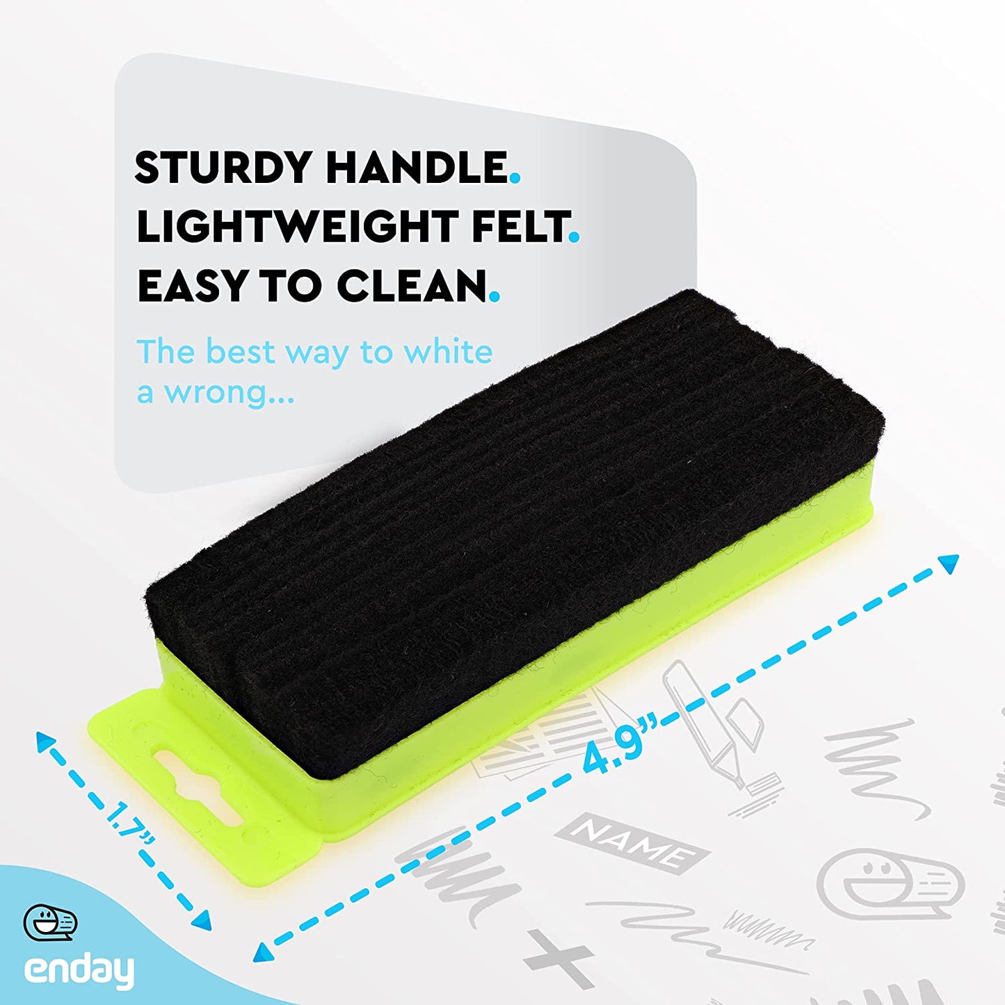 Felt Chalkboard/Whiteboard Eraser w/ Hanger - Green