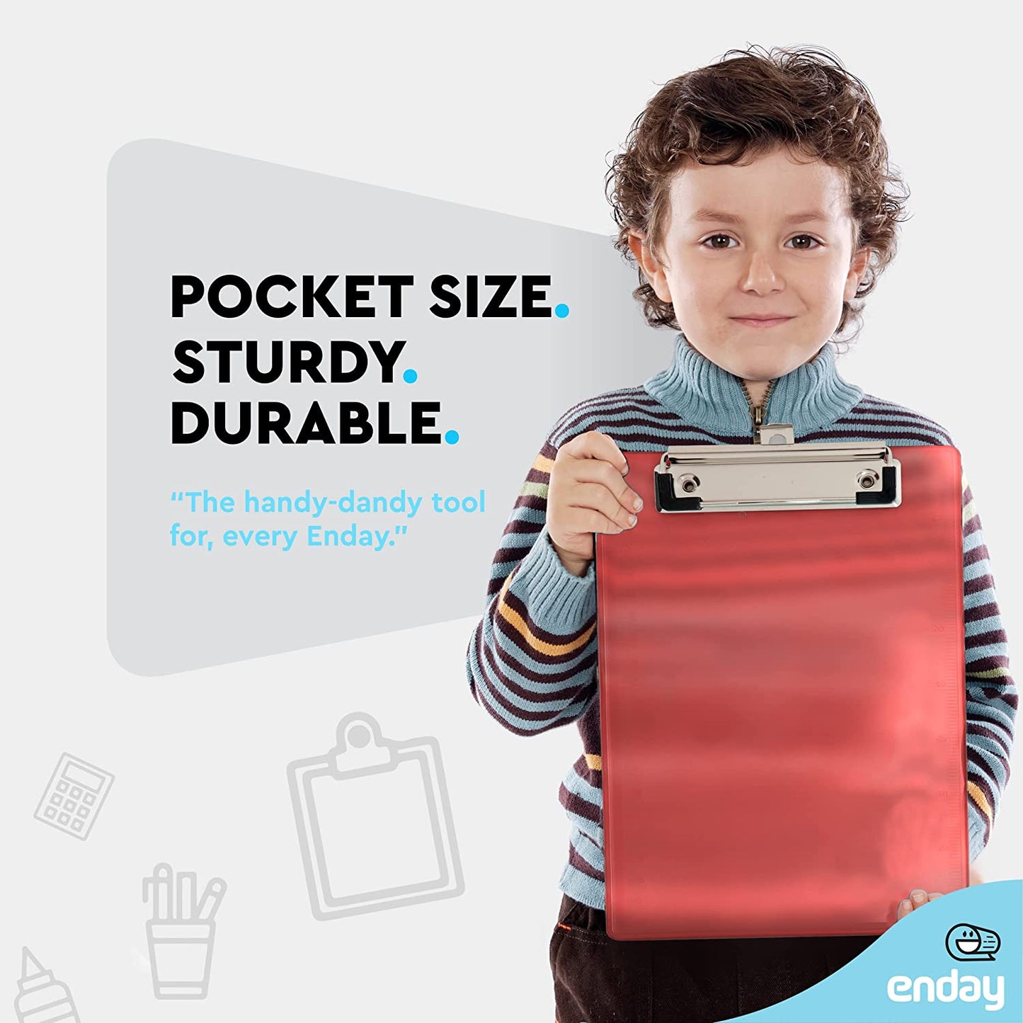 Memo Size Plastic Clipboard w/ Low Profile Clip red