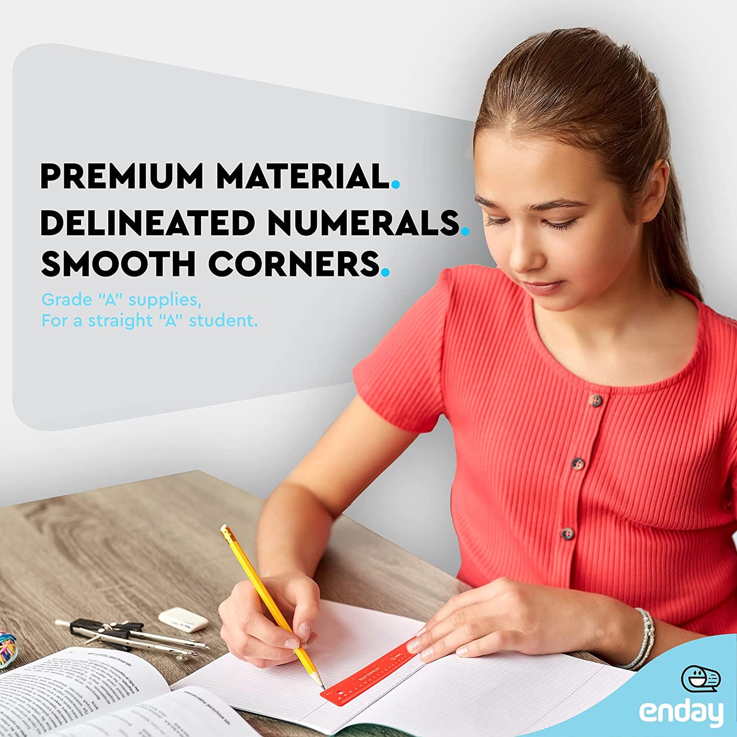 12" (30cm) Shatterproof Flexible Ruler red