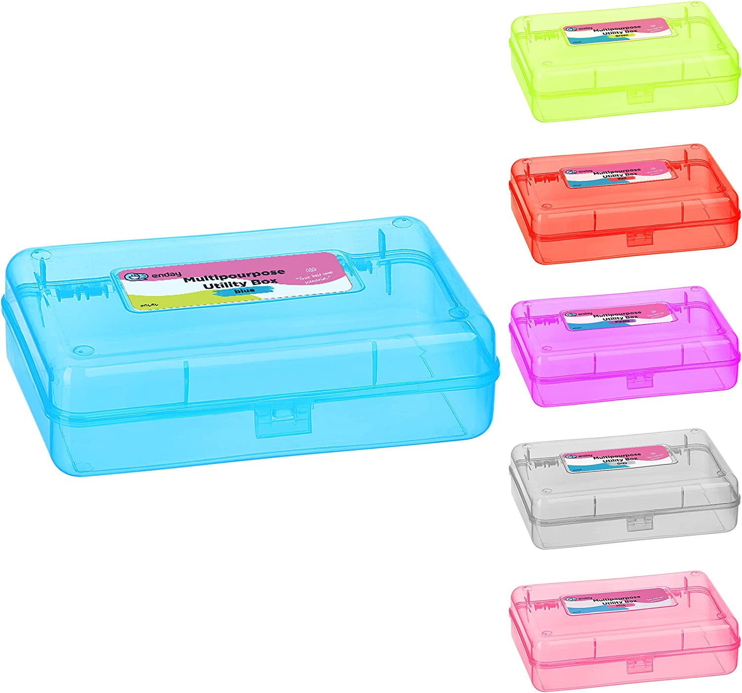  Enday Crayon Box Storage Containers, Clear Crayon Case
