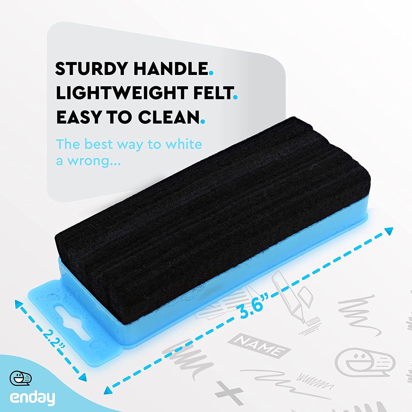 Felt Chalkboard/Whiteboard Eraser w/ Hanger - Blue