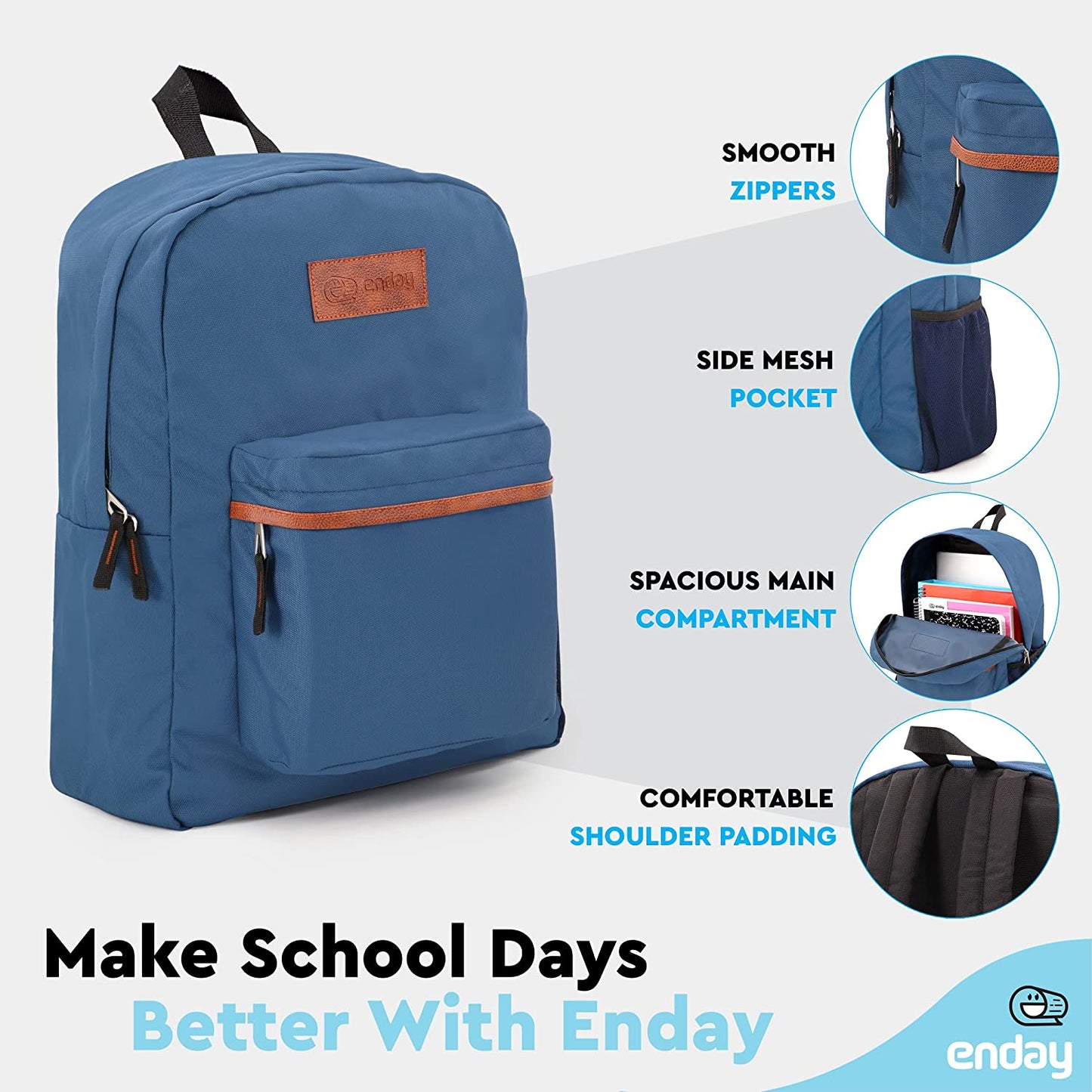 Adjustable Shoulder Strap Backpack - Blue