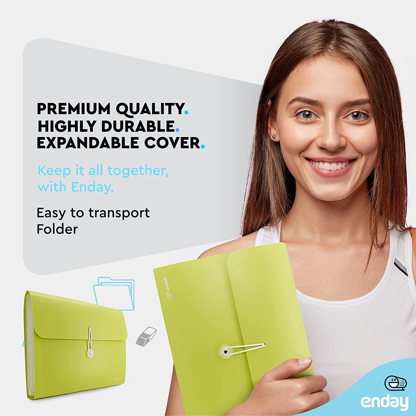 13-Pocket Letter Size Poly Expanding File green