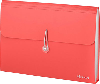 13-Pocket Letter Size Poly Expanding File red