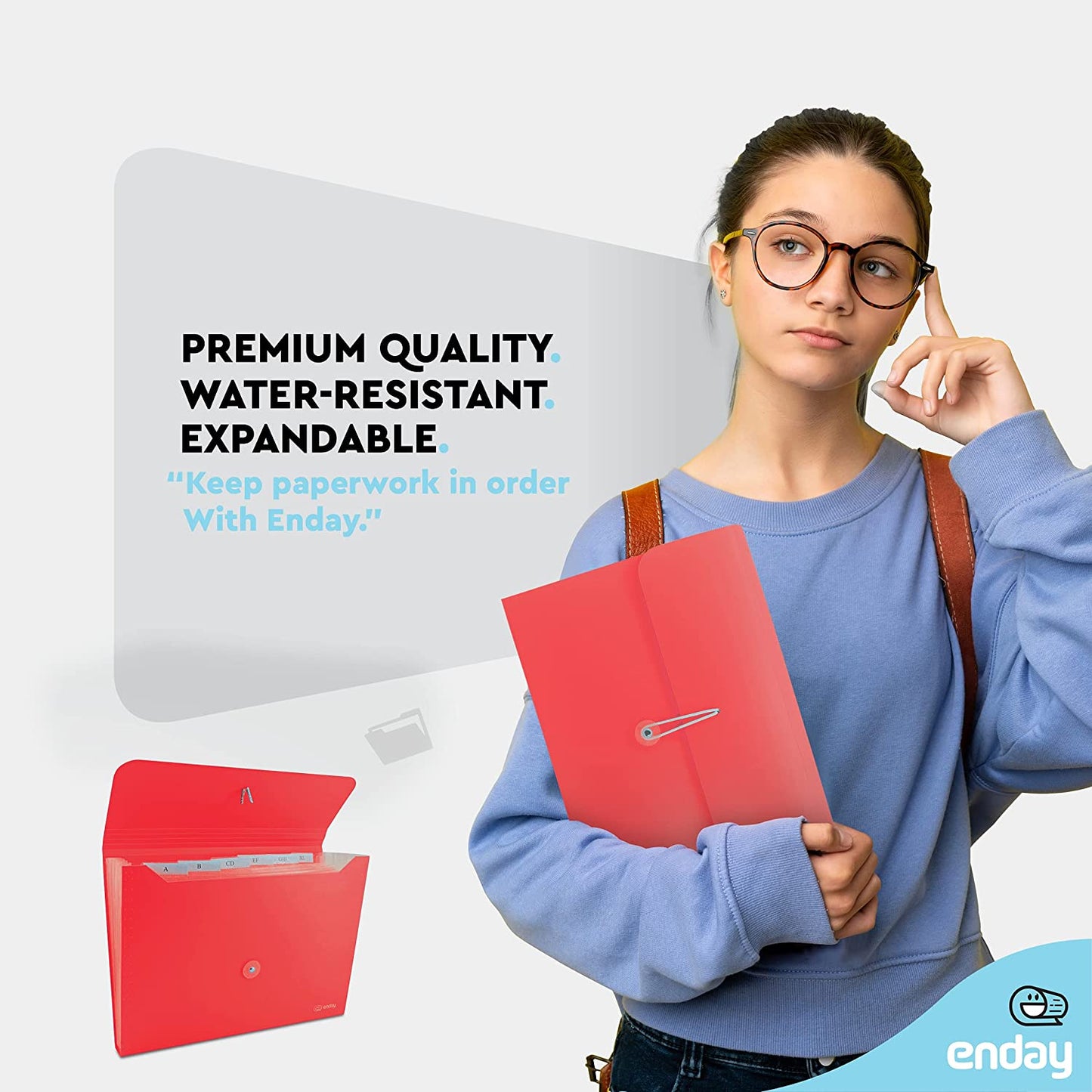 7-Pocket Letter Size Poly Expanding File red