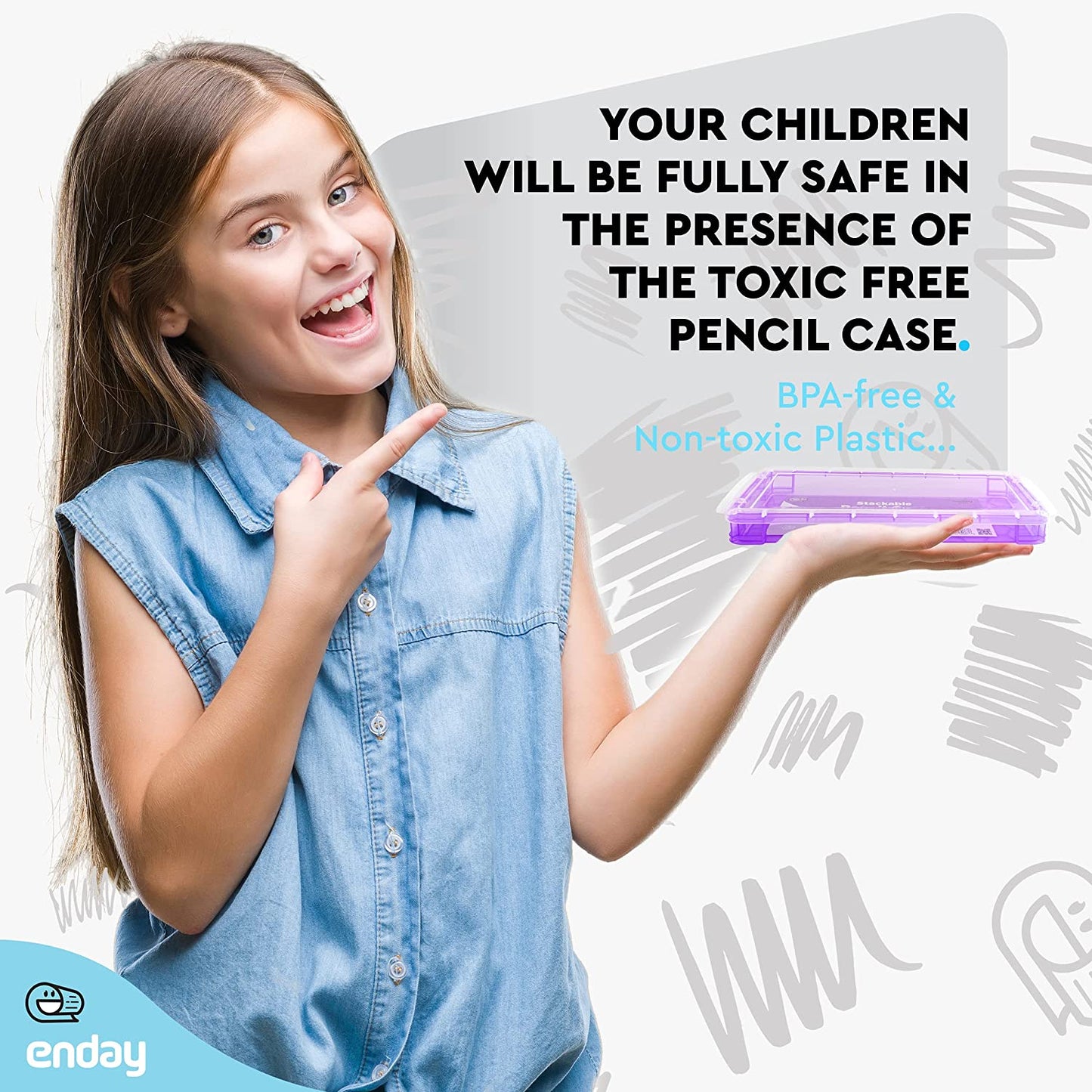 stackable plastic pencil case purple