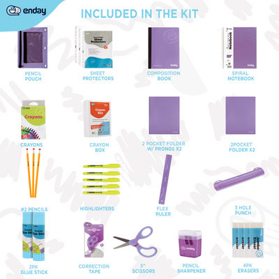 Back to School Supplies Kit - Purple