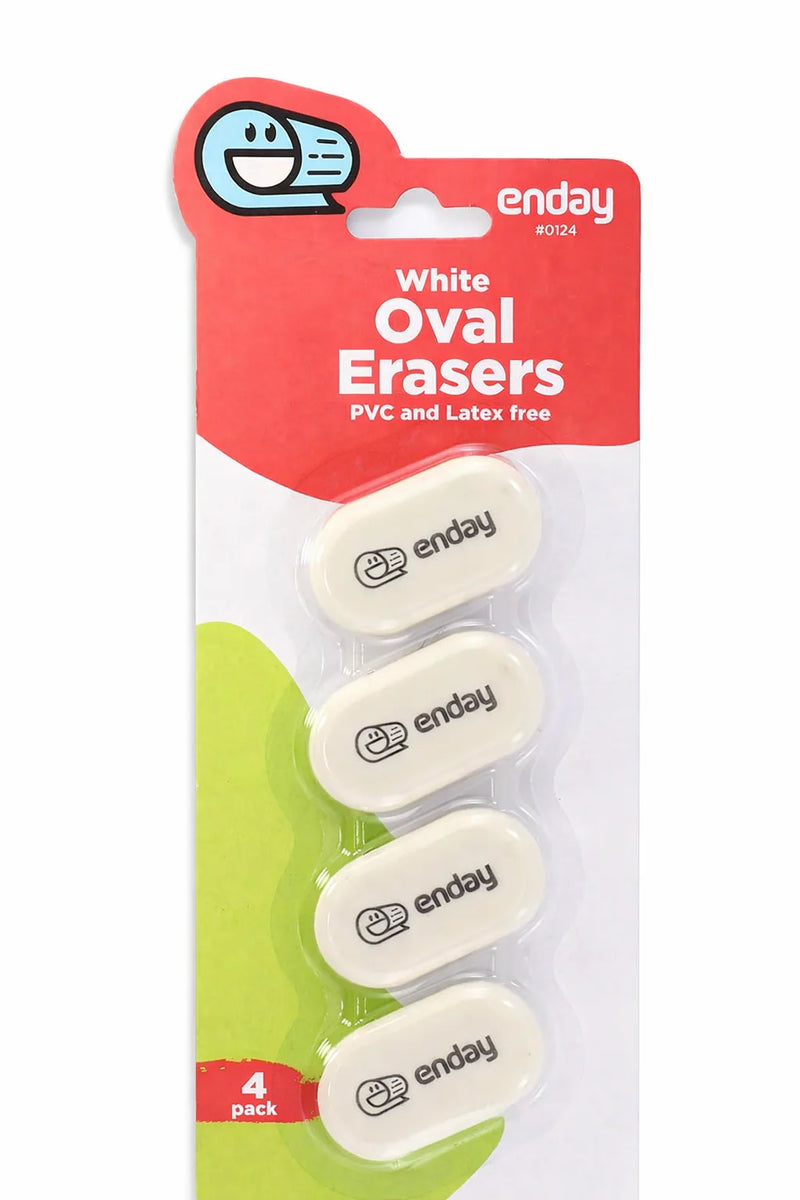 Oval Eraser, White (4 Pack)
