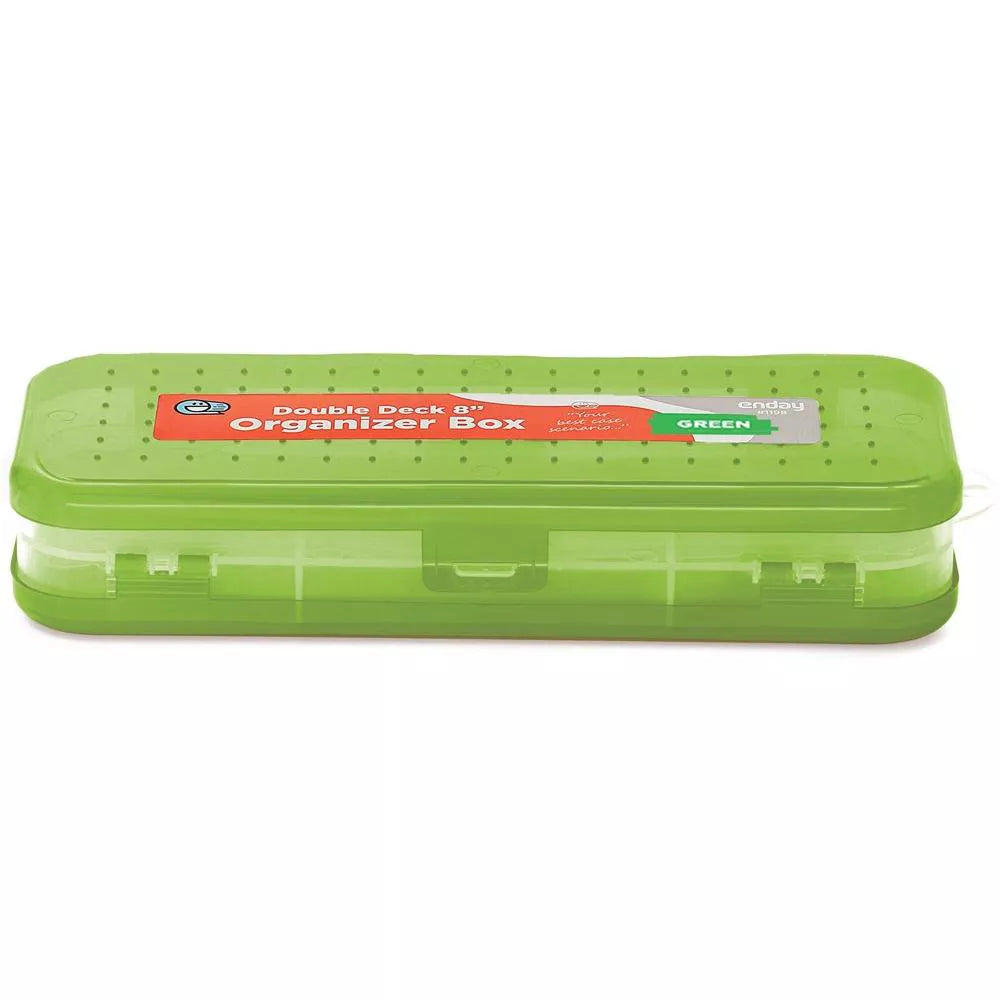 Pencil Case 8" Bright Color Double Deck Organizer Box
