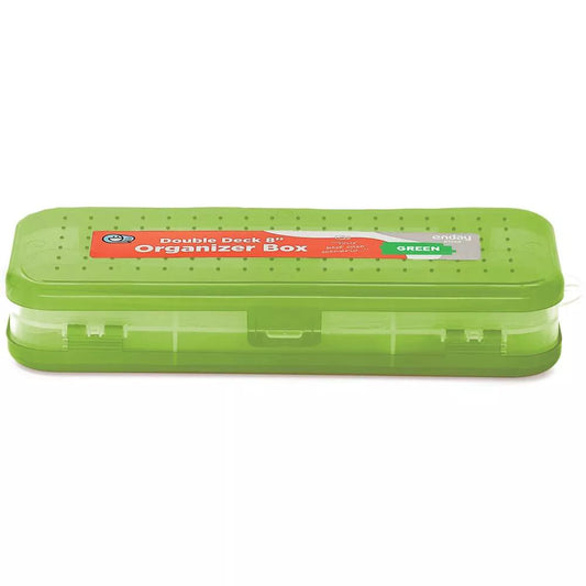 Pencil Case 8" Bright Color Double Deck Organizer Box