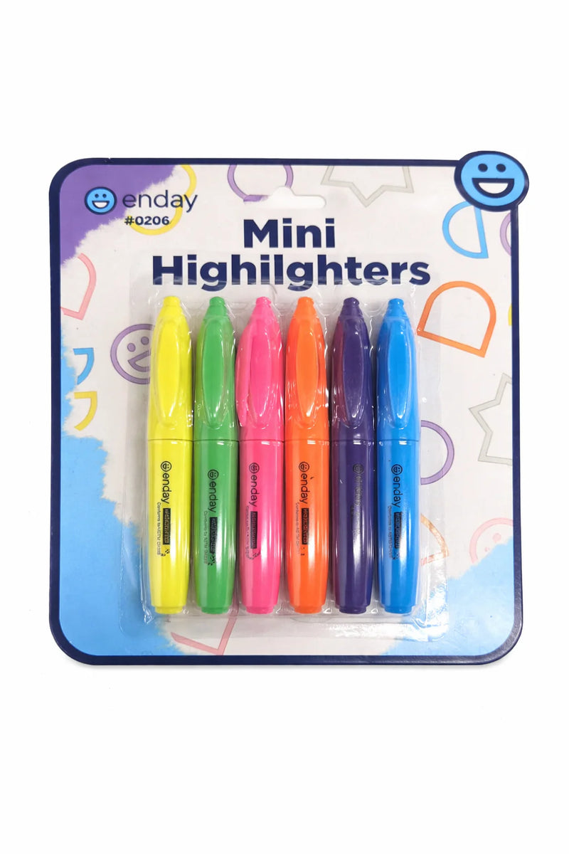 Mini Fluorescent Highlighter With Cap Clip (6/Pack)