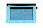 Double Zipper 3-Ring Pencil Pouch With Mesh Window