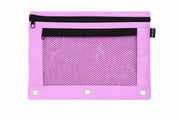 Double Zipper 3-Ring Pencil Pouch With Mesh Window