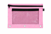 Double Zipper 3-Ring Pencil Pouch With Mesh Window