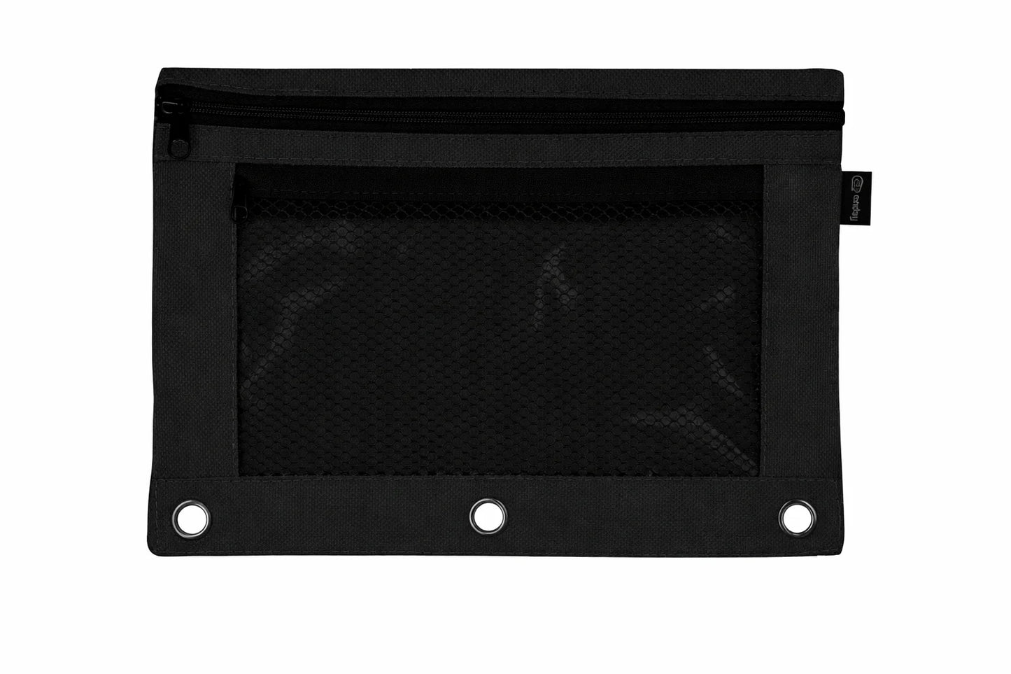 Double Zipper 3-Ring Pencil Pouch With Mesh Window