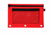 Double Zipper 3-Ring Pencil Pouch With Mesh Window