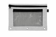 Double Zipper 3-Ring Pencil Pouch With Mesh Window