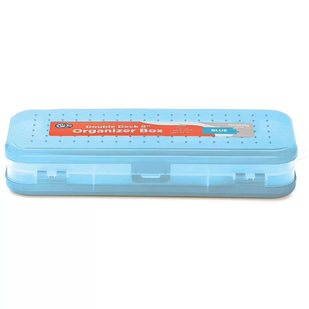 Pencil Case 8" Bright Color Double Deck Organizer Box