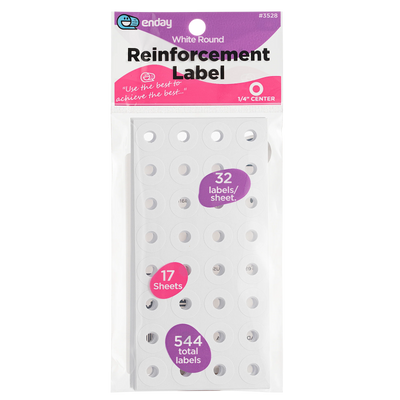 White Round Reinforcement Label 544 Labels Per Pack