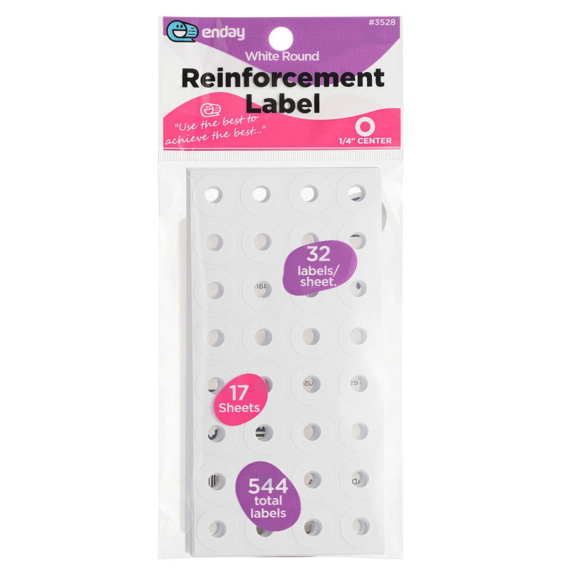 White Round Reinforcement Label 544 Labels Per Pack