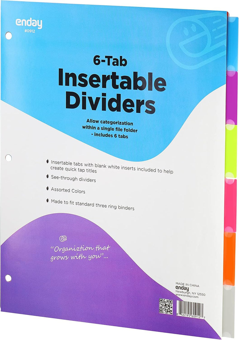 Binder Dividers With Insertable Color Tabs