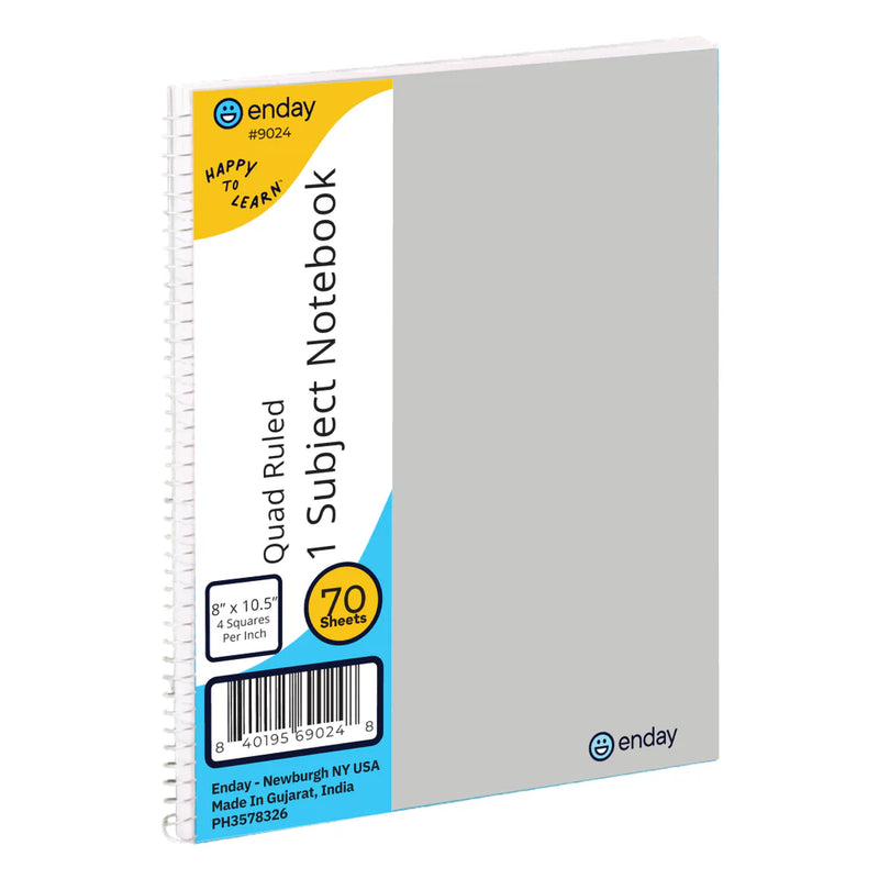Spiral Notebook 1-Subject Quad-Ruled 70 Ct. 4-1"