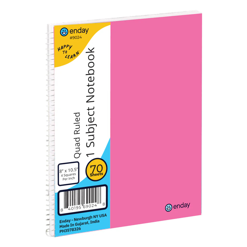 Spiral Notebook 1-Subject Quad-Ruled 70 Ct. 4-1"