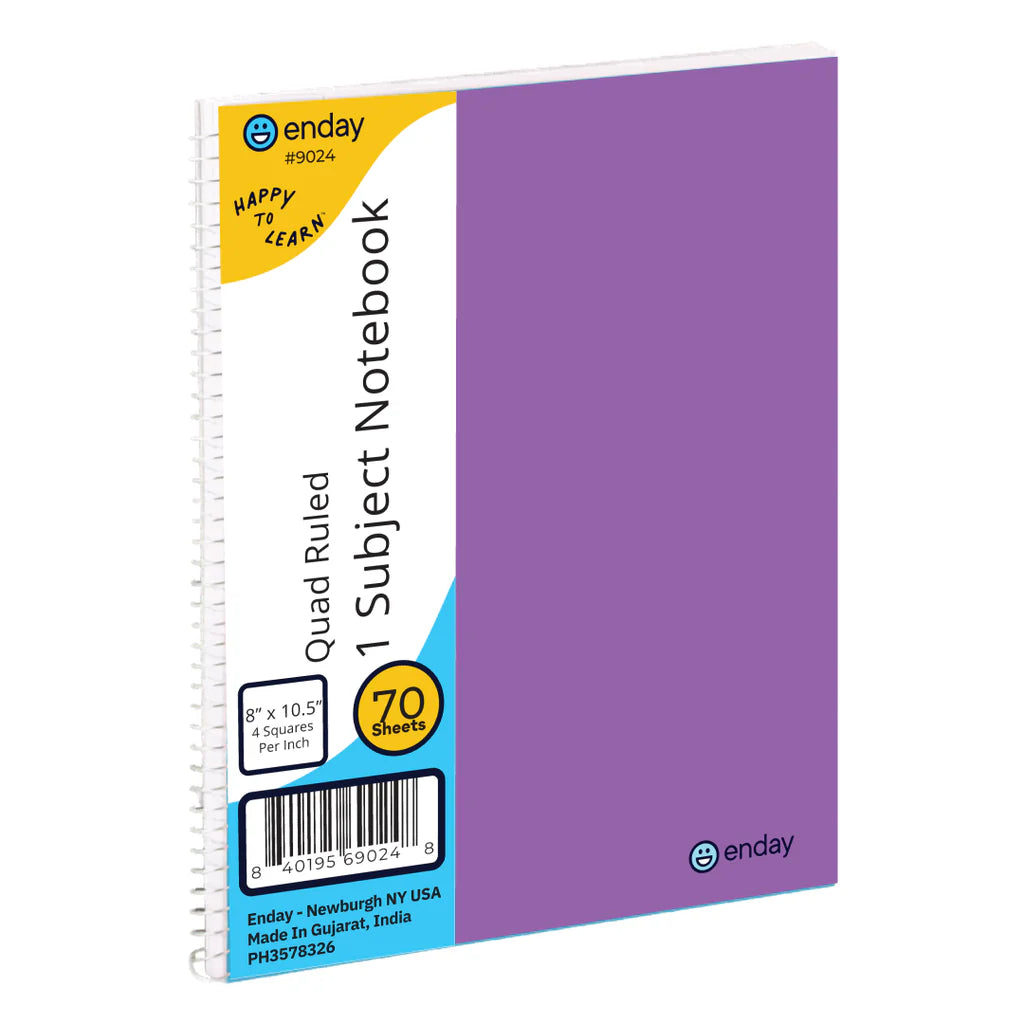 Spiral Notebook 1-Subject Quad-Ruled 70 Ct. 4-1"