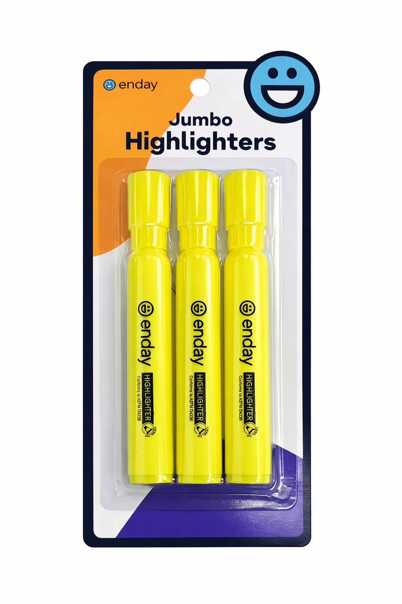Desk Style Fluorescent Highlighters Yellow (3/Pack)