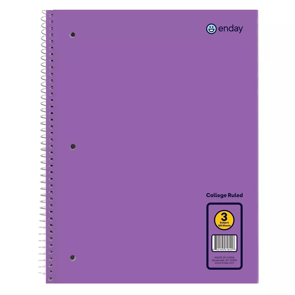 Spiral Notebook 3-Subject C/R 120 Ct.,